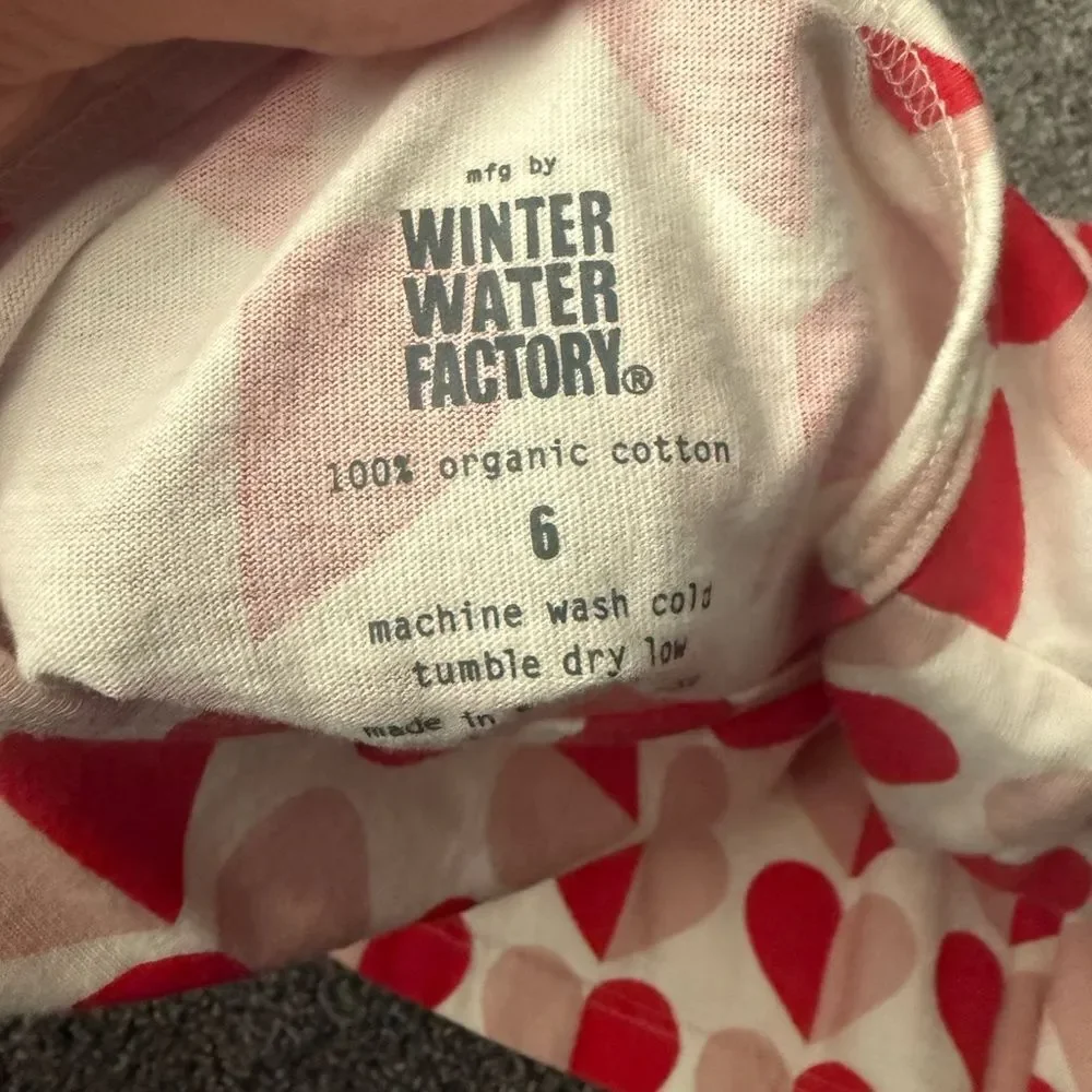 Winter Water Factory Heart Patterned Organic Cotton Dress Sz 6